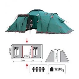 Кемпинговая двух-комнатная 4-х местная палатка TRAMP Brest 4